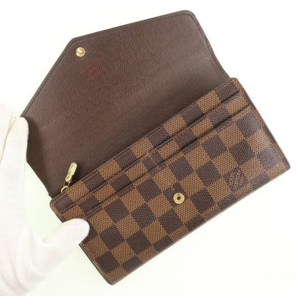 Louis Vuitton Portefeuille Sarah N63209 Damier Canvas Brown Ca0155 Unisex Long