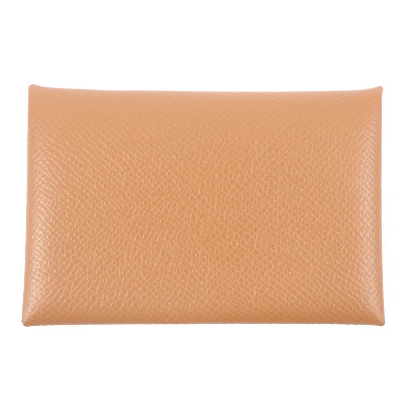 Hermes Calvi Vaux Epson Leather Card Case Coin Case Wallet Gold With Z Box Made