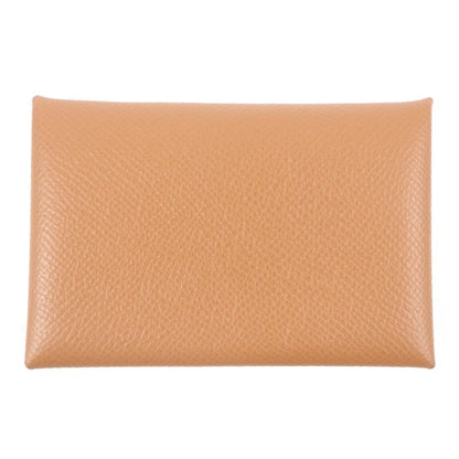 Hermes Calvi Vaux Epson Leather Card Case Coin Case Wallet Gold With Z Box Made
