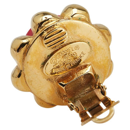 Chanel Vintage Coco Mark Gold Red Plated Ladies Chanel