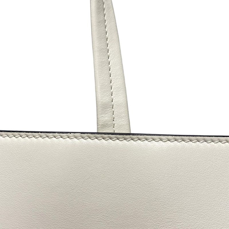 Prada Tote Bag - 1bg382 White Embossed Triangle Logo Leather