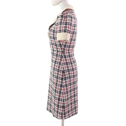 Gucci 530704 Taiga - Short Sleeve Knee Length Tweed Dress With Head Buttons