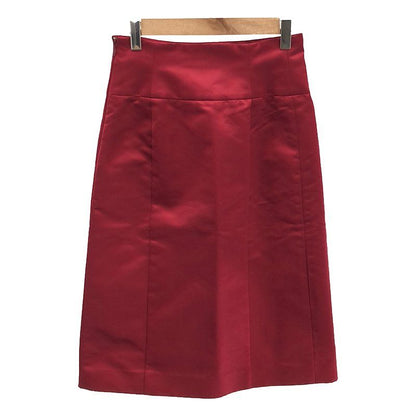 Celine - Silk-blend Satin Side Slit Tight Skirt - 34 - Red - Women