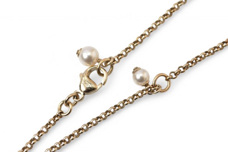 Chanel Necklace Pendant 2way Chanel Coco Mark CC Circle Motif Rhinestone Gold