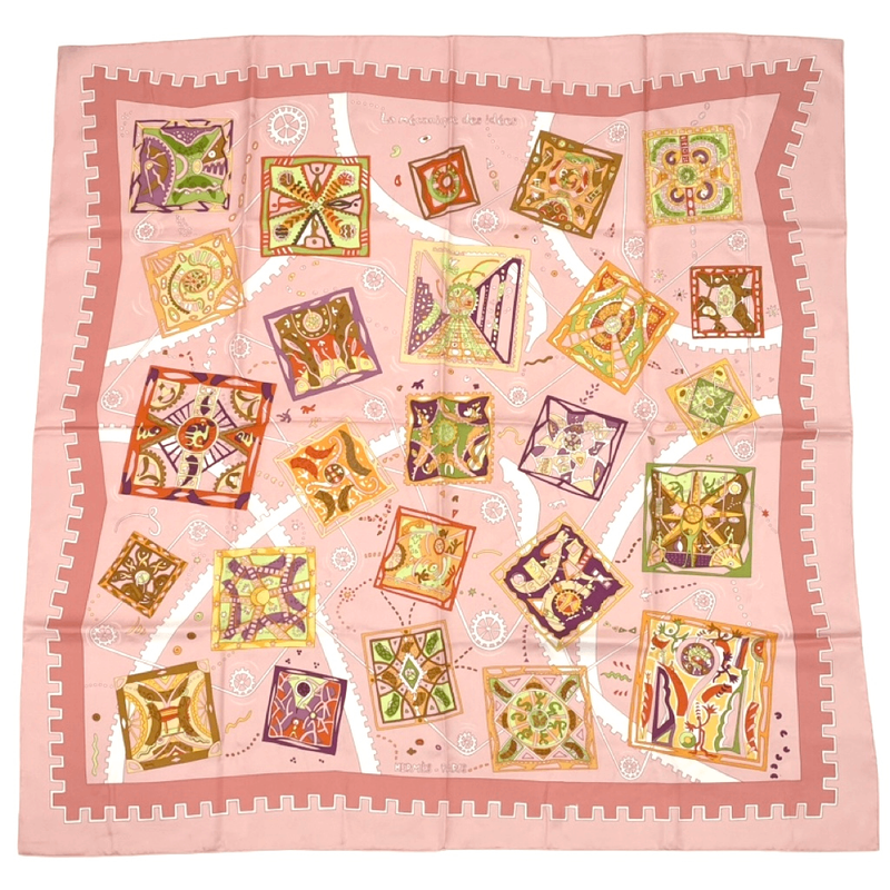 Hermes Scarf Carre 90 La Mecanique Des Idees Idea Structure Pink