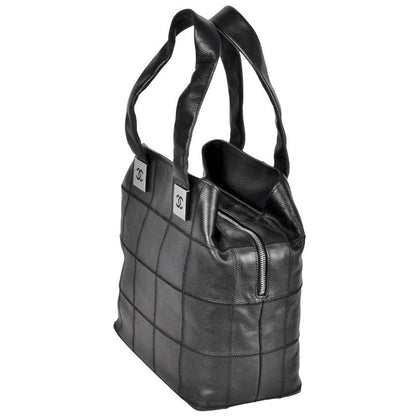 Chanel Coco Mark Choco Bar Tote Bag Caviar Skin Black