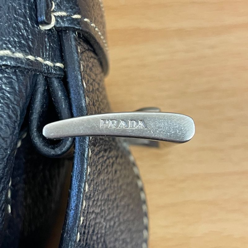 Prada Shoulder Bag Leather Black with Tear Inside A25-2693