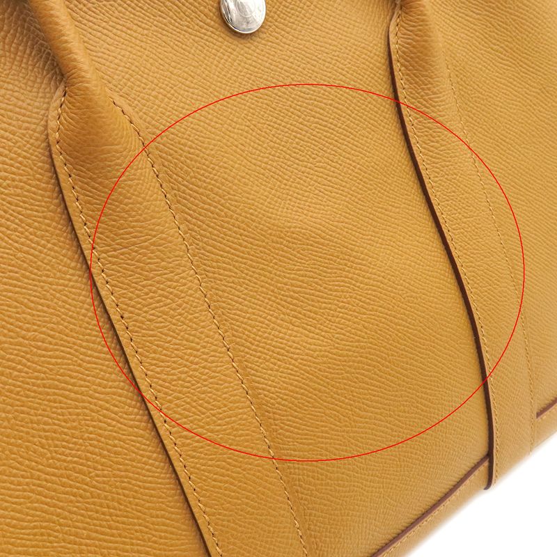Hermes Tote Garden Party TPM Vaux Epson Sesame Silver Hardware Brown Engraved Z