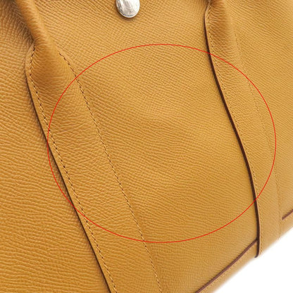 Hermes Tote Garden Party TPM Vaux Epson Sesame Silver Hardware Brown Engraved Z