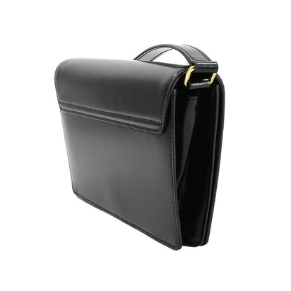 Celine Triomphe Trapeze 2way Shoulder Clutch Bag Leather Black Gold Hardware