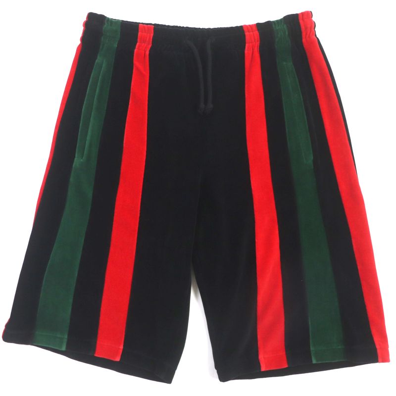 Gucci 587466 Webline Logo Embroidery Velour Shorts Black Red Green S Made In