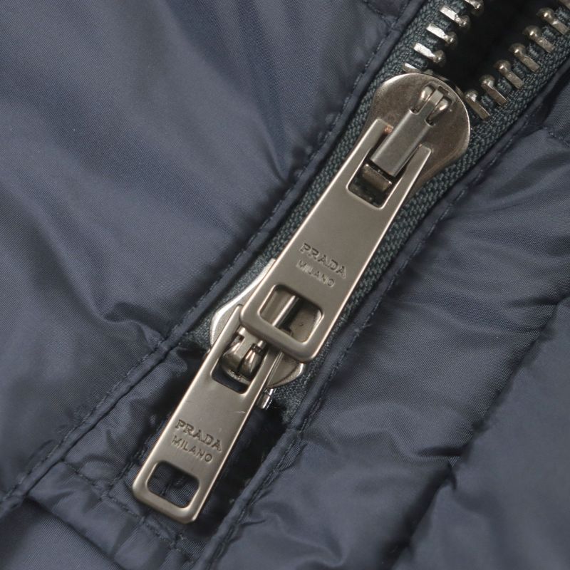 Prada 20AW Sgh047 Triangle Logo Triangle Plate Hooded Double Zip Up Down Coat