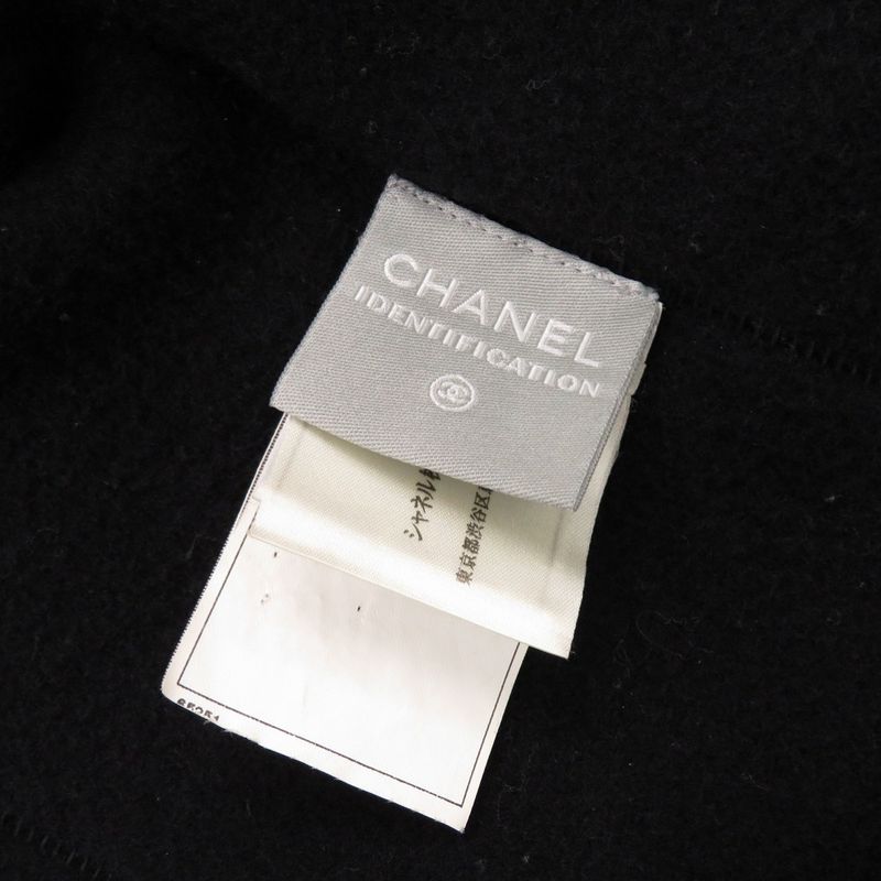Chanel Sport Line Zip Up Coco Mark P21951 Size 38 Wool Black Hoodie Black 1017