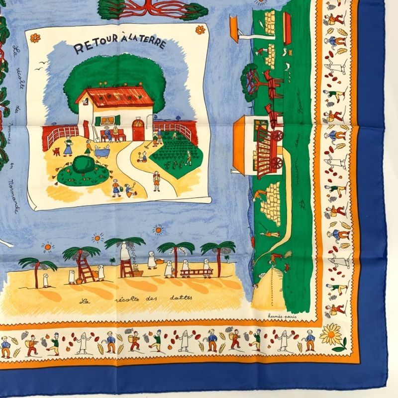 Hermes Carre 90 Retour A LA Terre Homeward Bound 100% Silk Scarf