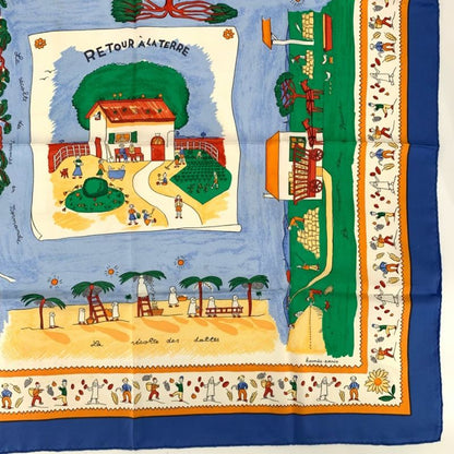 Hermes Carre 90 Retour A LA Terre Homeward Bound 100% Silk Scarf