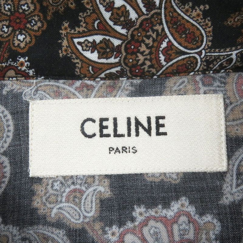 Celine 20AW 2c143428k Paisley Allover Long Sleeve Long Sleeve Shirt Black 38