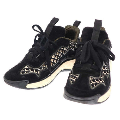 Chanel Matelasse Coco Mark Mesh Leather Sneakers G37126 Black 37