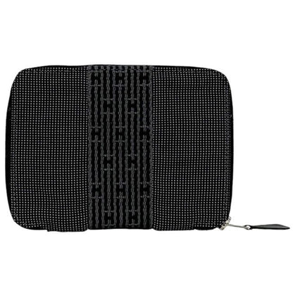 Hermes Bifold Wallet Gray Black Her Line Excellent Condition Canvas