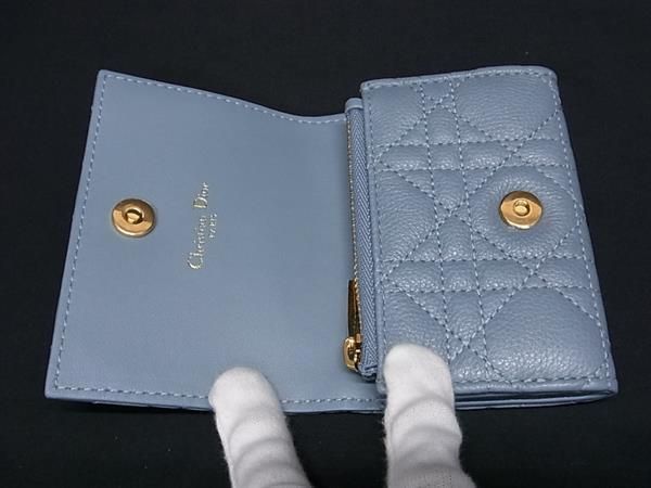 Pattern Christian Dior Caro Glycine Wallet Cannage Leather Card Case Coin