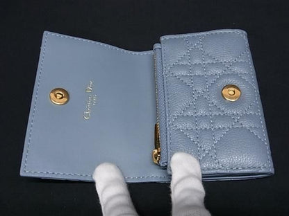 Pattern Christian Dior Caro Glycine Wallet Cannage Leather Card Case Coin