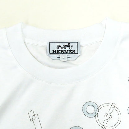 Hermes Short Sleeve T-shirt White L Size Fragments Equestres Blanc