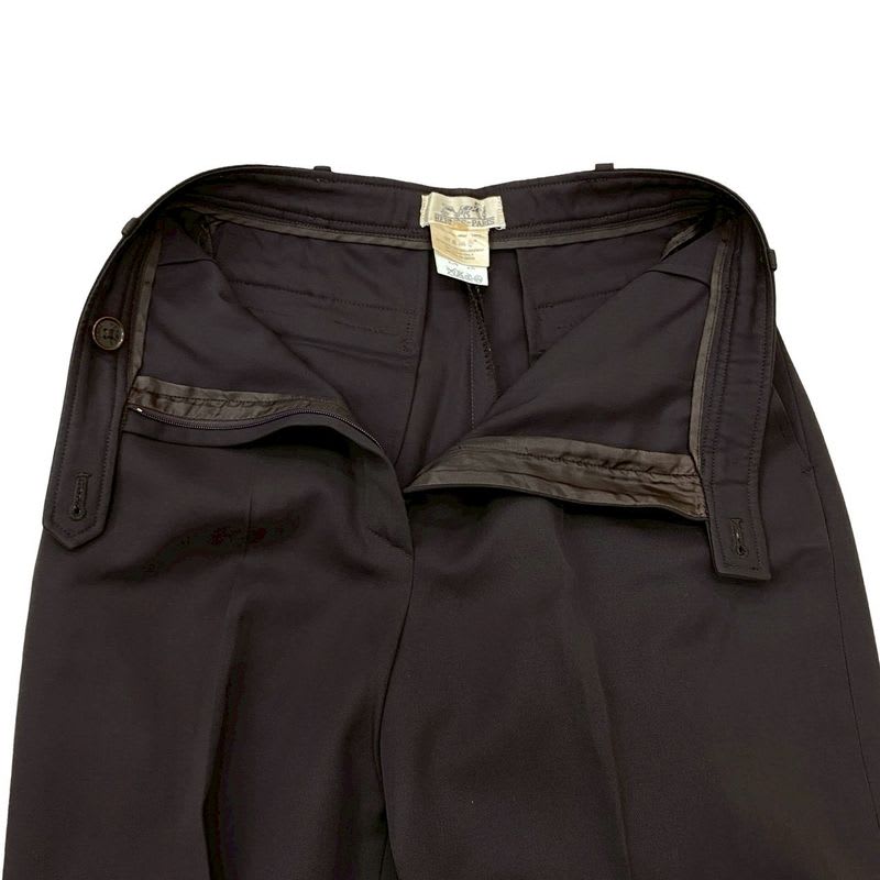 Hermes Vintage Wool Straight Pants Bottoms Size 36 Women's Brown 24976