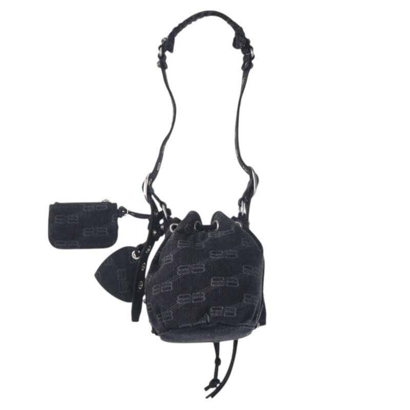 Balenciaga 702431 Lukagor XS BB All Over Denim Shoulder Bag Women