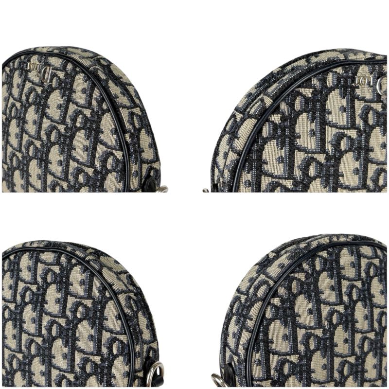 Christian DIOR Oblique Baby Ball Mini Shoulder Bag Trotter Pattern Circle Round