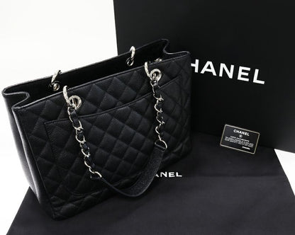 Chanel Tote Chain Shoulder Bag Matelasse GST Large Shopping Bag Caviar Skin