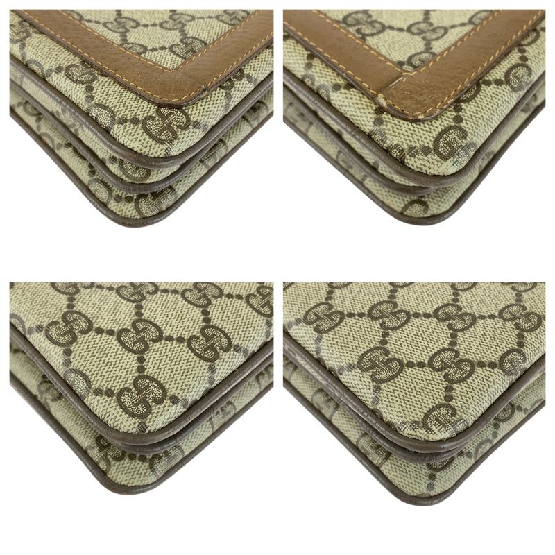 Gucci Vintage Old Gucci Sherry Line Brown GG Supreme Canvas Handbag Shoulder