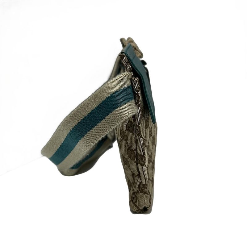 Gucci Waist Pouch GG Pattern 28566 Beige×dark Brown×blue Leather