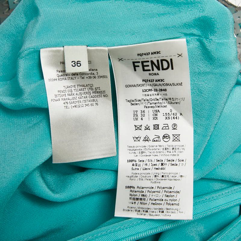 Fendi Sequined Skirt Size: 36 Light Blue Silver Silk Women's Fendi