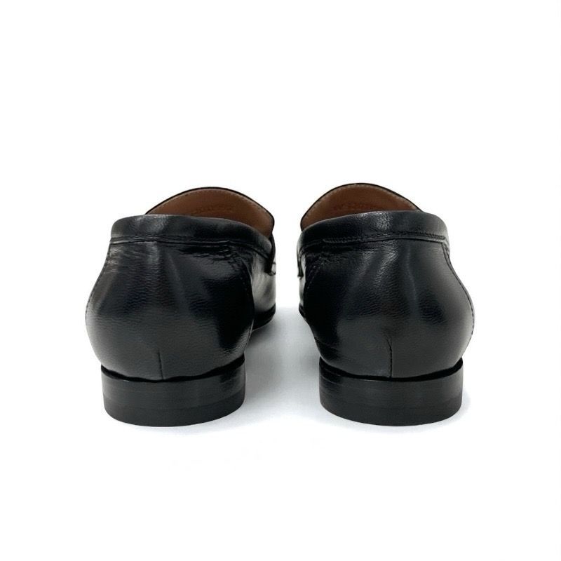 Hermes Paris Loafer Leather Shoes Leather Black Silver Hhardware Moccasin Flat