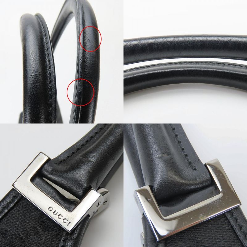 Gucci Handbag 01719 Jackie GG Canvas Black Silver Hardware Shoulder Usual Women