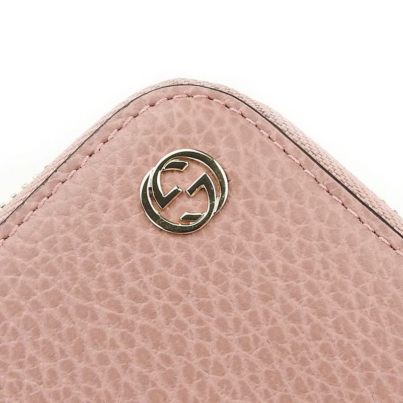 Gucci Long Wallet 449347 Interlocking Leather Pink Gold Hardware Round Zipper
