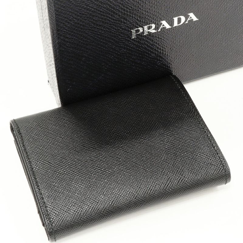 Prada Coin Case Card Case Saffiano Calf Black Nero