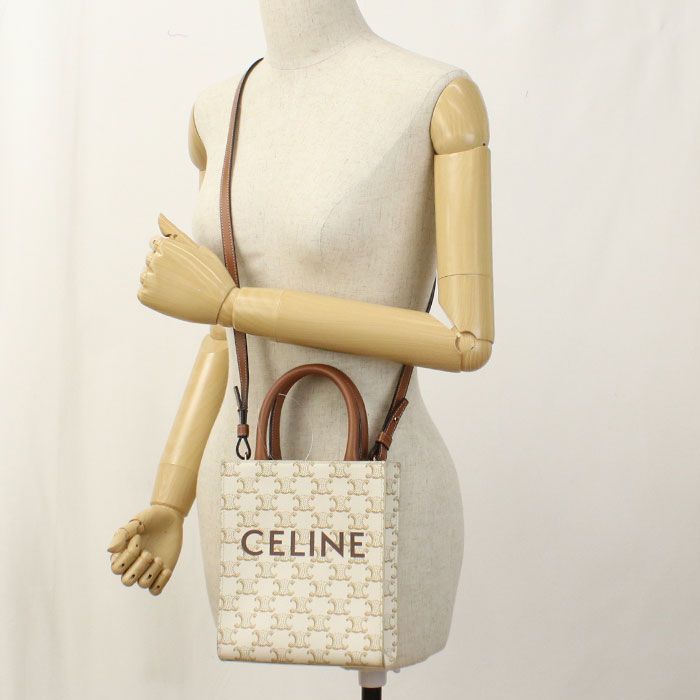 Celine Mini Vertical Cabas Triomphe Canvas 19437 2BZK 01BC Handbag PVC Ladies