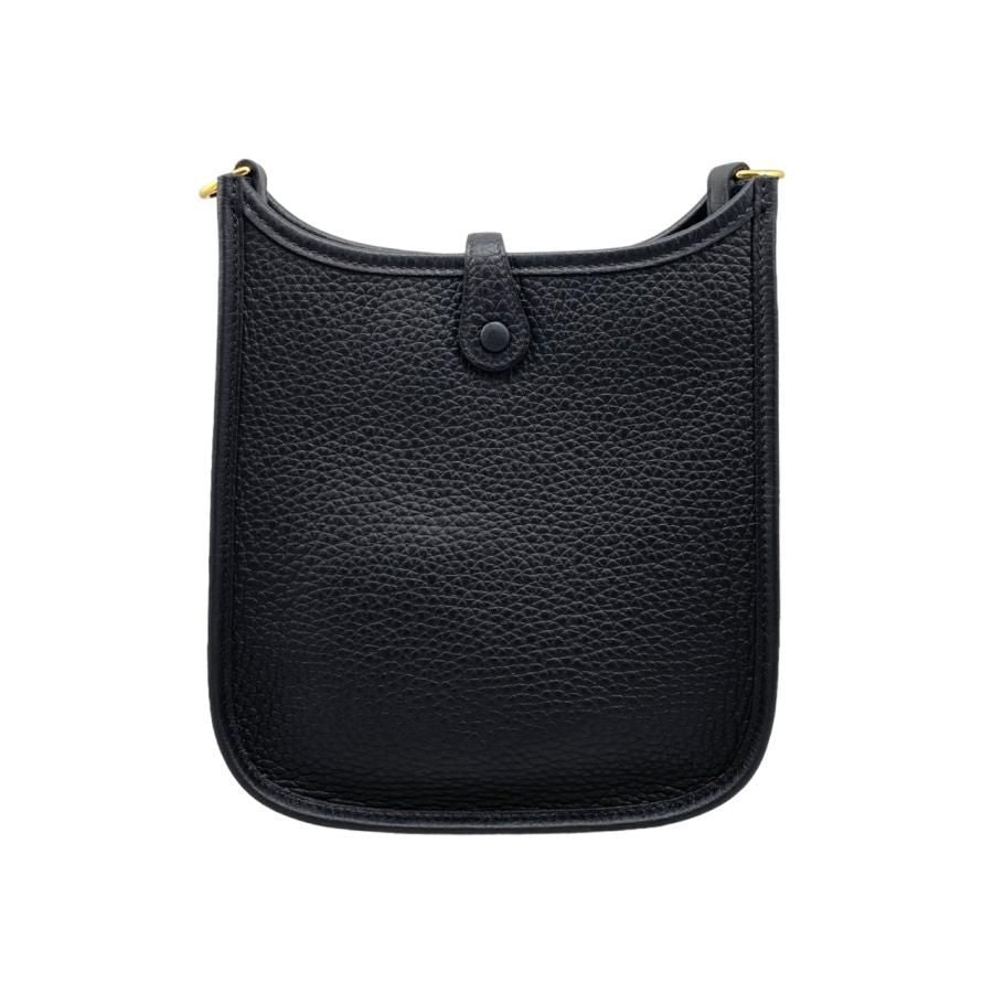 Hermes Shoulder Bag Evelyn TPM W Engraved Taurillon Clemence Noir Black Black