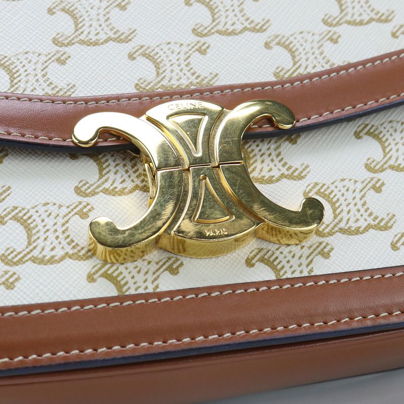 Celine Teen Triomphe Bag Triomphe Canvas 18888 2BZ4 01BC Shoulder PVC Calf