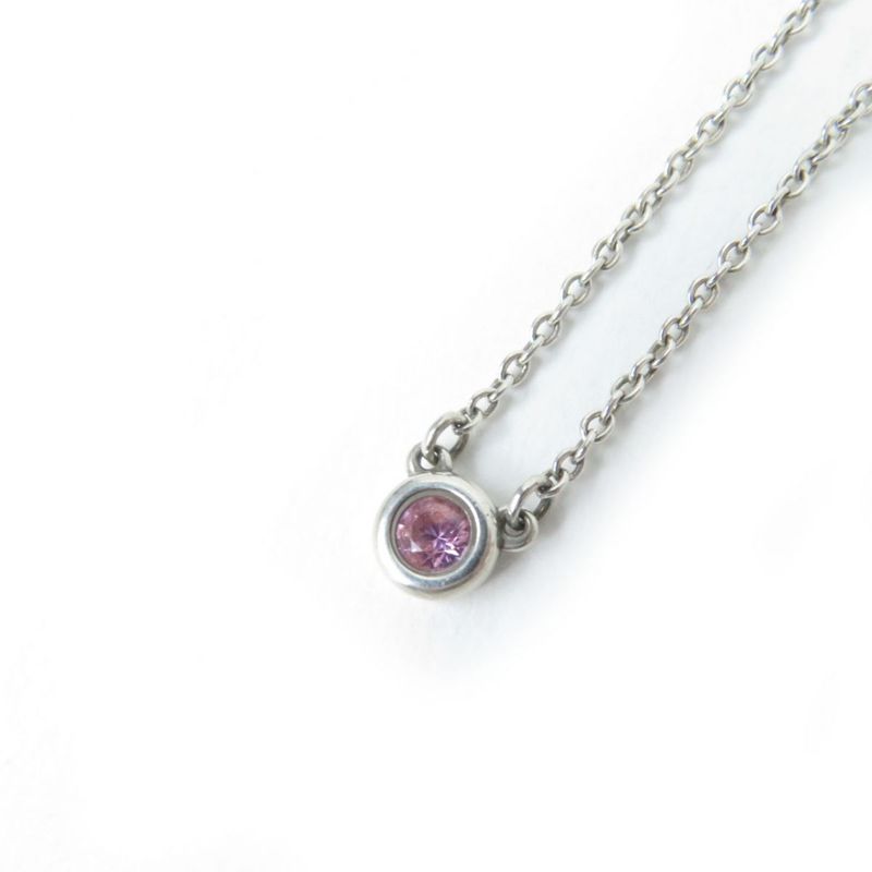 Tiffany & Co Elsa Peretti By-the-yard Ag925 1P Pink Sapphire Necklace Pendant