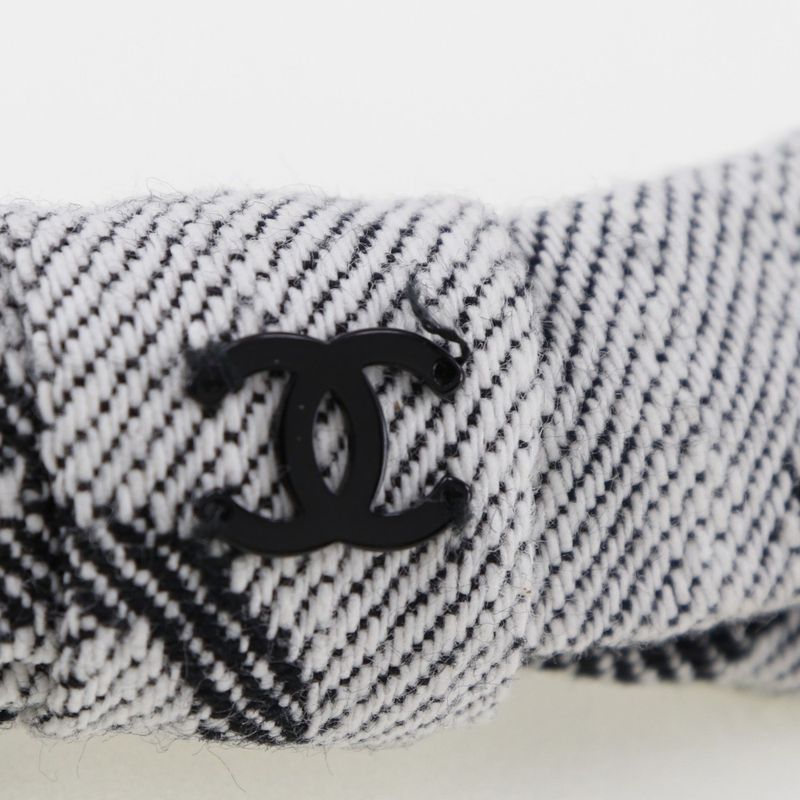 Chanel Coco Mark Ribbon Cotton Gray 22S Ladies Barrette