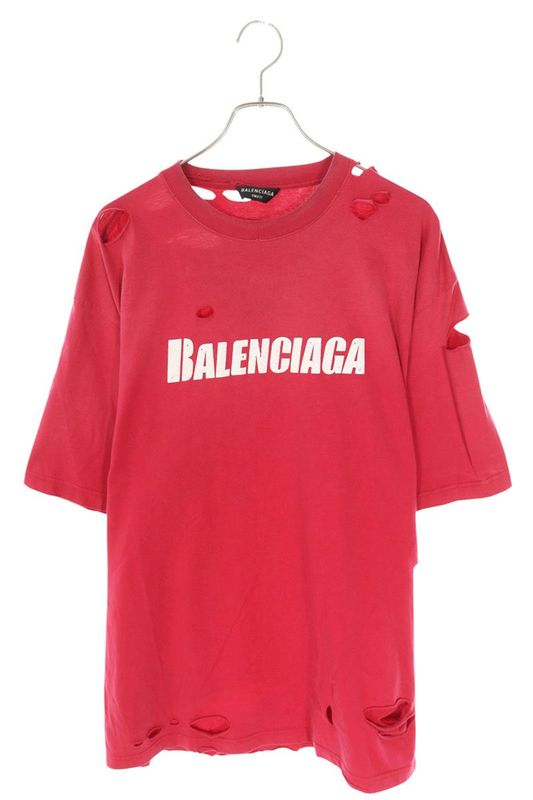 Balenciaga 651795 Tkvb8 Destroyed Logo Print T-shirt Men's XXS