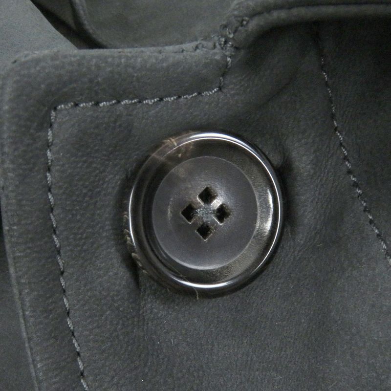 Louis Vuitton Sheepskin Fly Front Suede Leather Stencil Collar Coat Gray 46