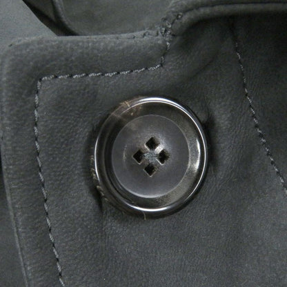 Louis Vuitton Sheepskin Fly Front Suede Leather Stencil Collar Coat Gray 46