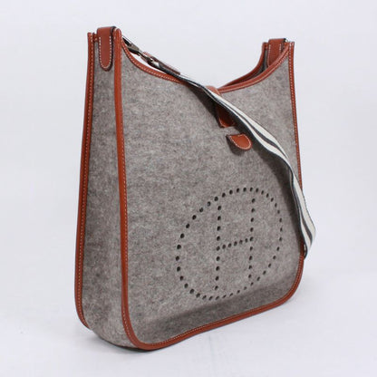Hermes Evelyn 1 Leather And Felt Gray Shoulder Bag Silver