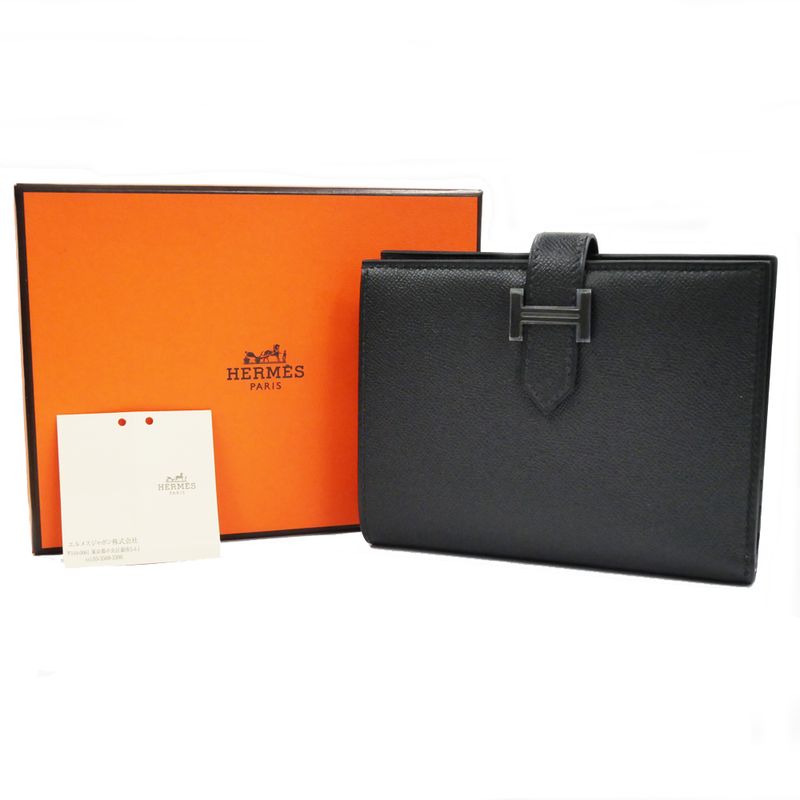 Hermes Bearn Compact Bifold Wallet Monochrome So Black Vo Madame W
