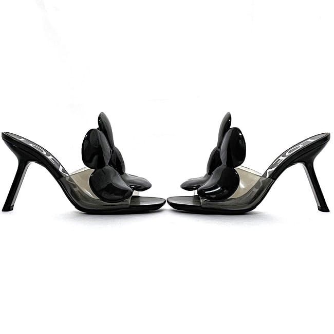 Loewe Mules Petal Flower Sandals Black Clear Excellent Condition