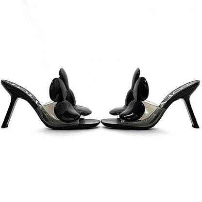 Loewe Mules Petal Flower Sandals Black Clear Excellent Condition