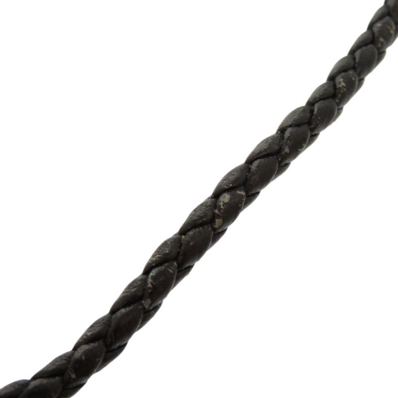 Hermes Leather Silver 925 Black Silver Hardware Black Bracelet 1124 Hermes