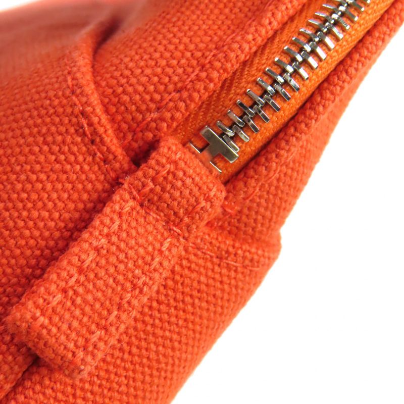 Hermes Bolide Pouch MM Cotton 100% H Logo Embroidery Leather Use Canvas